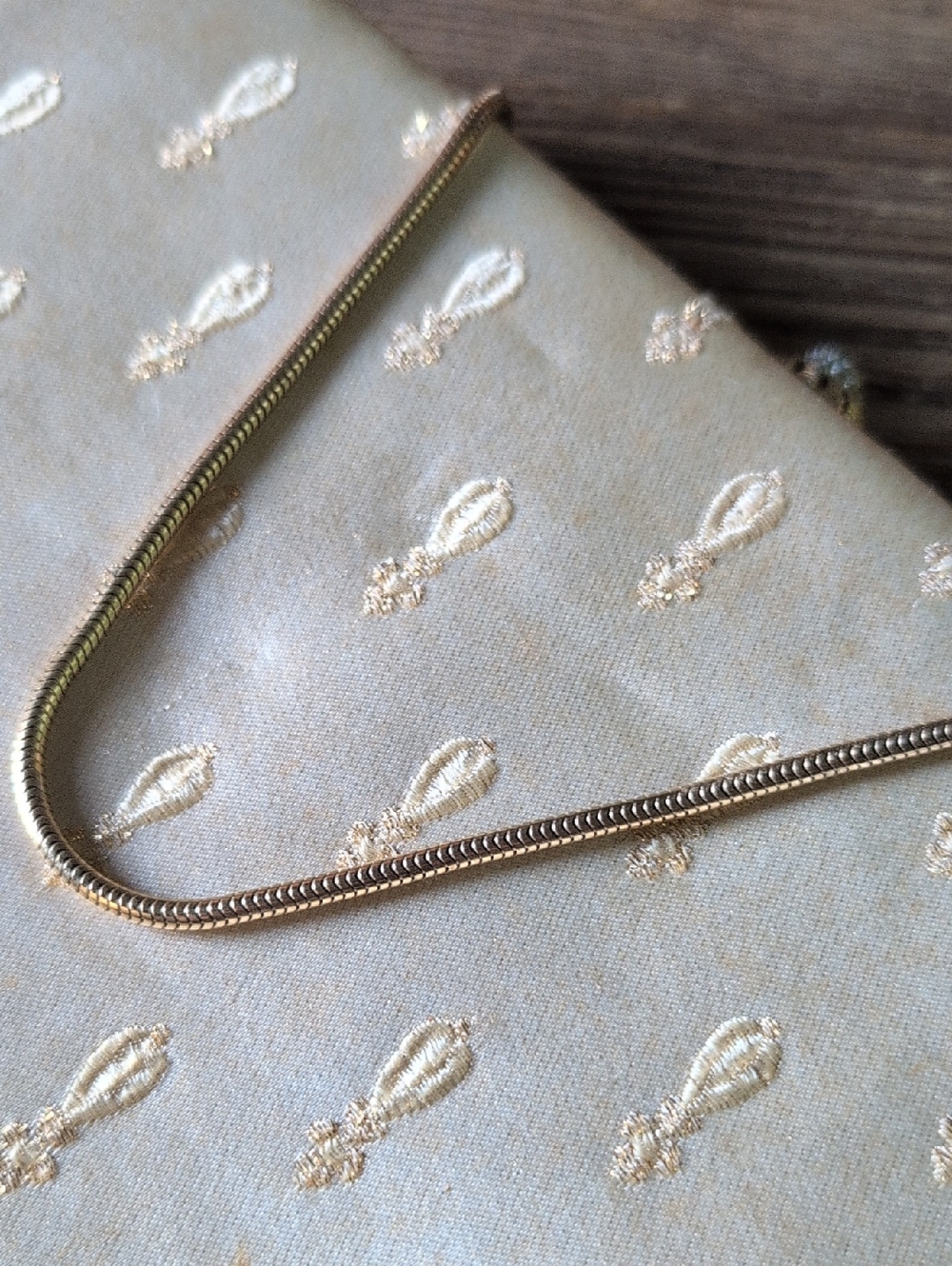 Elegant Embroidered Gold Satin Evening Clutch with Gold Chain & Coin Purse - Picture 8 of 14
